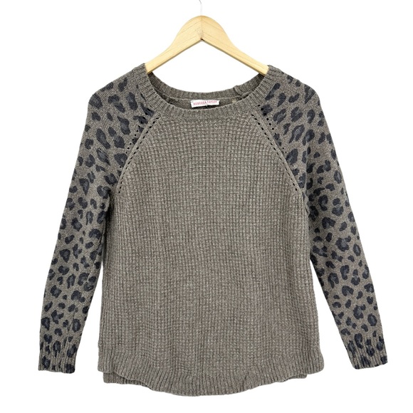 Rebecca Taylor Sweaters - REBECCA TAYLOR Sweater Animal Print Wool Cashmere Nylon Pullover Brown